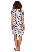 Women's Floral Puff Print Dress