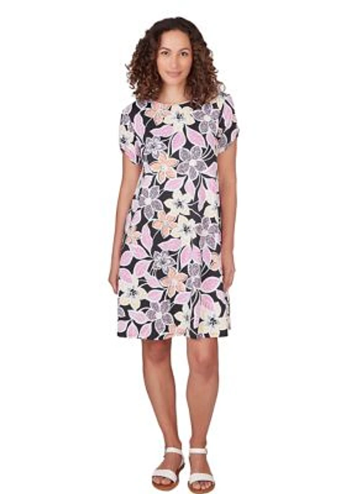 Petite Floral Puff Print Dress