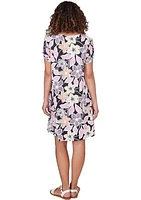 Petite Floral Puff Print Dress