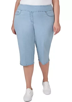 Plus Extra Stretch Denim Pull On Clamdigger Pants