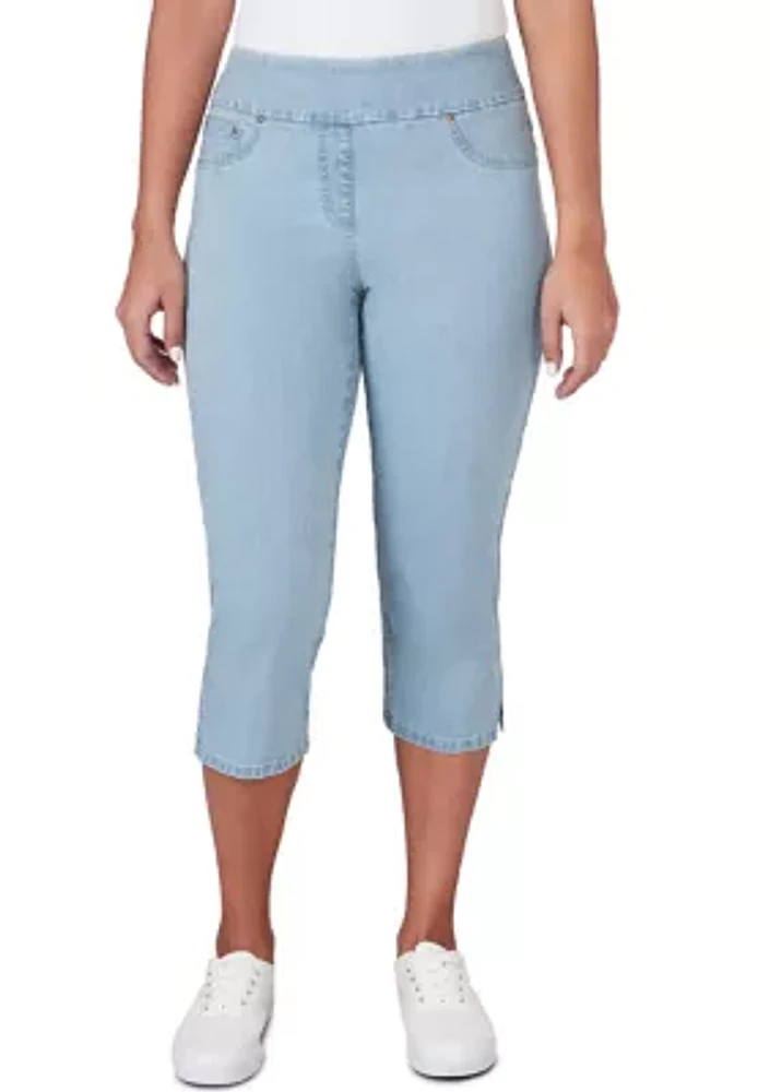 Petite Extra Stretch Denim Pull On Capri Pants