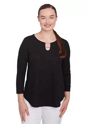 Women's Solid Paisley Floral Textured Top