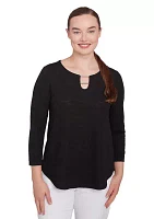 Women's Solid Paisley Floral Textured Top