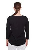 Women's Solid Paisley Floral Textured Top