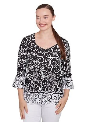 Plus Whirlwind Heart Puff Print Top