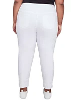 Plus Embroidered Extra Stretch White Denim Jeans