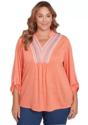 Plus Soft Relaxed Textured Trim Top
