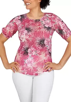 Ruby Rd Must Haves II Hibiscus Puff Sleeve Top