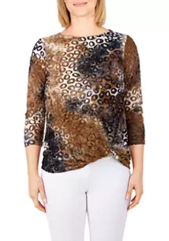 Ruby Rd Women's Animal Jacquard Twist Top