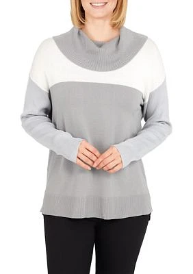 Women's Color Block Cowl Neck Sweater