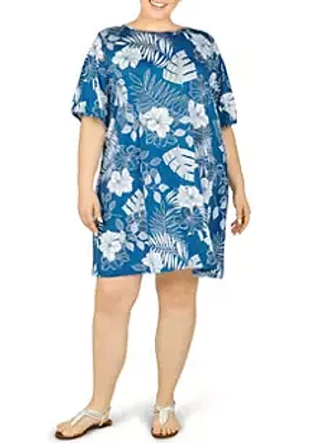 Ruby Rd Plus Tropical Puff Print Dress