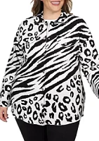 Ruby Rd Plus Animal Print "Shacket" Sweater Jacket