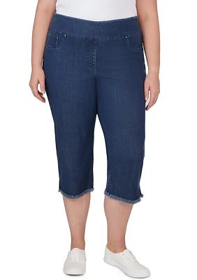 Plus Pull On Denim Stretch Clamdigger Pants