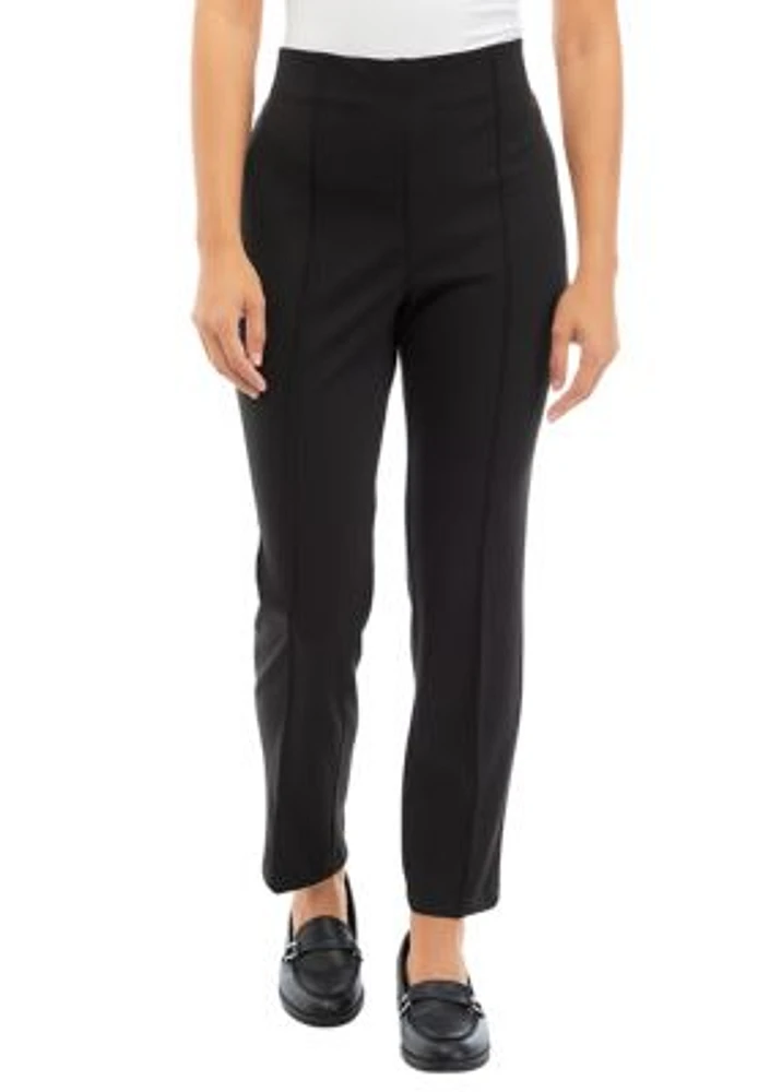 Petite Solid Seamed Ponte Pants