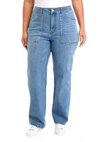 Plus Studded Porkchop Pocket Straight Jeans