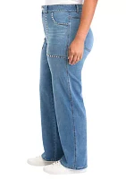 Plus Studded Porkchop Pocket Straight Jeans