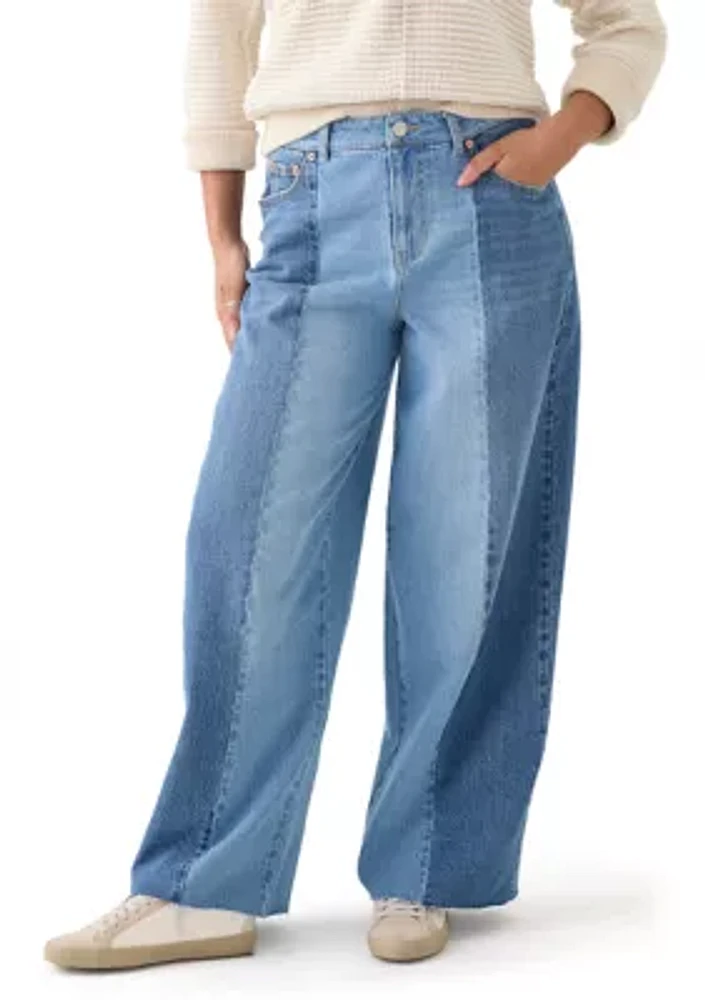 Women's Two Tone Wide Leg Jeans