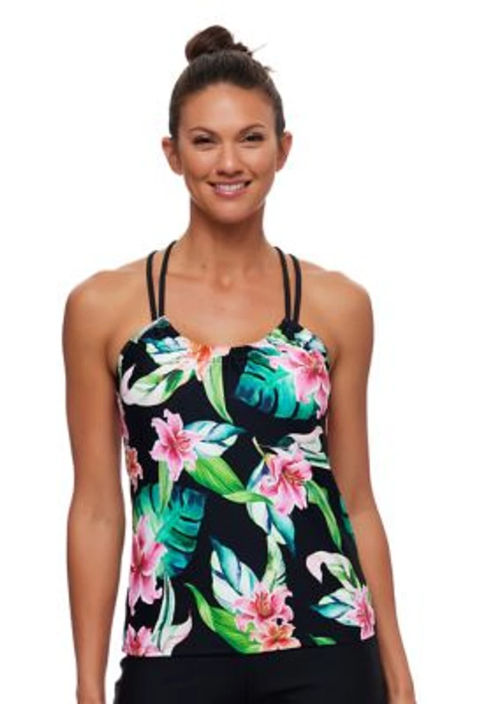 Keoki Palms Third Eye Shirred Tankini Swim Top