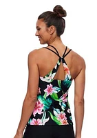 Keoki Palms Third Eye Shirred Tankini Swim Top