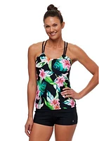 Keoki Palms Third Eye Shirred Tankini Swim Top