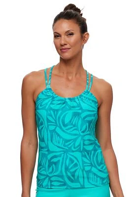 Tiki Bar Third Eye Shirred Tankini Swim Top