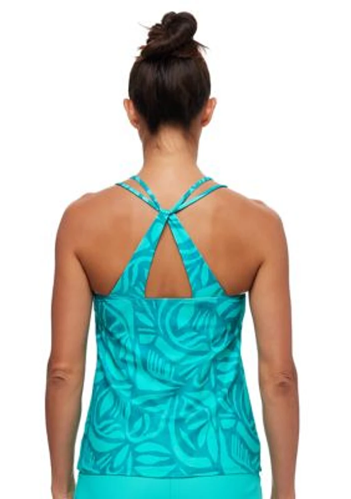 Tiki Bar Third Eye Shirred Tankini Swim Top