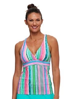 La Jolla Stripe Lunge Sport Tankini Swim Top