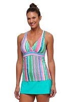 La Jolla Stripe Lunge Sport Tankini Swim Top