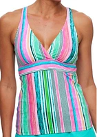 La Jolla Stripe Lunge Sport Tankini Swim Top