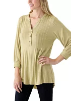 Women's 3/4 Sleeve Henley Tunic Top