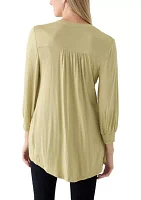 Women's 3/4 Sleeve Henley Tunic Top