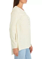 Women's Waffle Henley Top