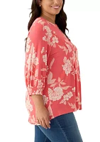 Plus Long Sleeve Henley Tunic