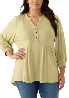 Plus Long Sleeve Henley Tunic