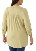 Plus Long Sleeve Henley Tunic