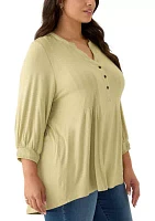 Plus Long Sleeve Henley Tunic