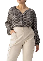 Plus Geometric Blouson Blouse