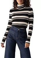 Women's Long Sleeve Stripe Essential Turtleneck Top