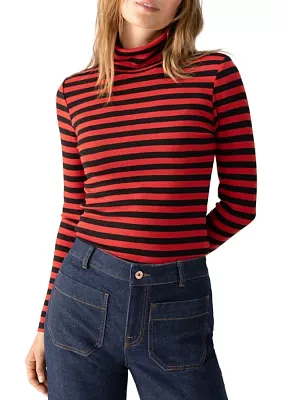 Women's Long Sleeve Stripe Essential Turtleneck Top