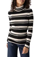 Women's Long Sleeve Stripe Essential Turtleneck Top