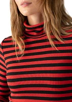 Women's Long Sleeve Stripe Essential Turtleneck Top