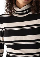 Women's Long Sleeve Stripe Essential Turtleneck Top