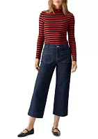 Women's Long Sleeve Stripe Essential Turtleneck Top