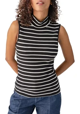 Women's Fitted Sleeveless Mock Neck Top