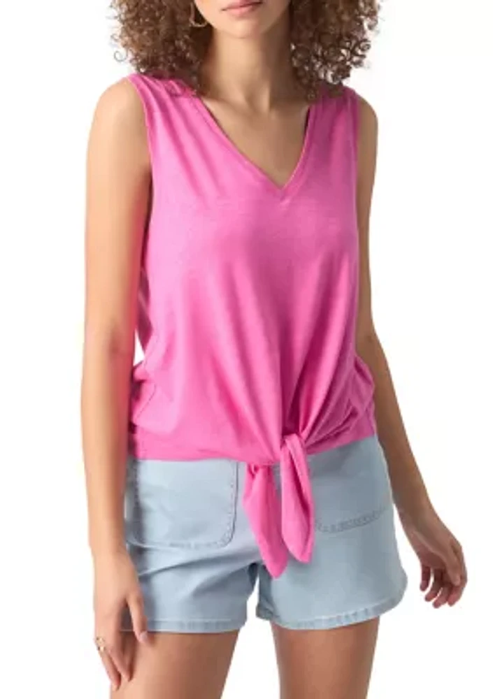 Women's V-Neck Tie Front T-Shirt