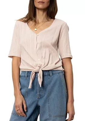 Women's Pointelle Tie T-Shirt