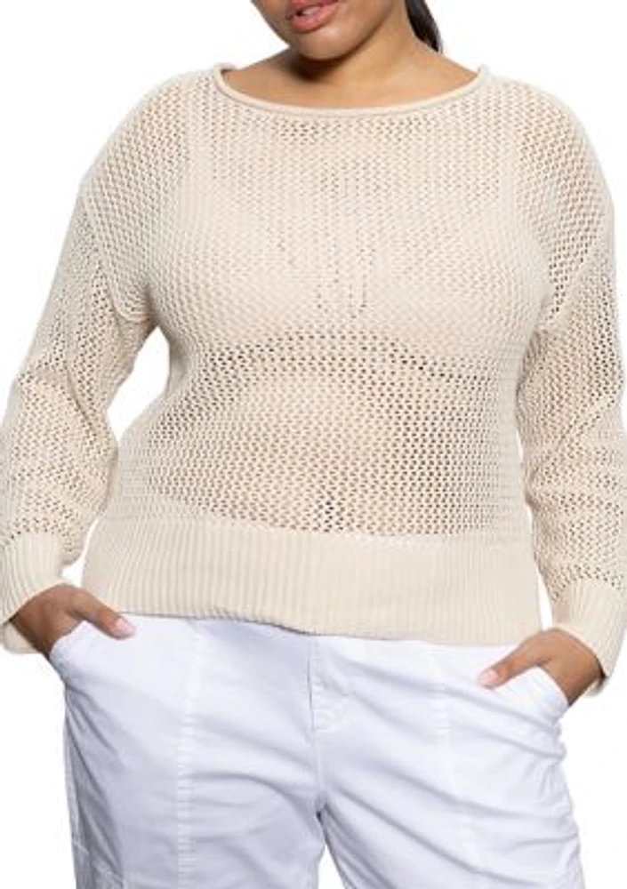 Plus Open Knit Sweater