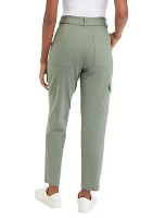 Women's High Rise Belted Straight Ankle Pants