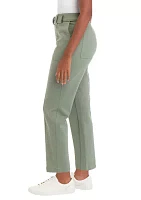 Women's High Rise Belted Straight Ankle Pants