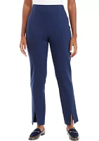 Women's High Rise Split Hem Straight Ponte Pants